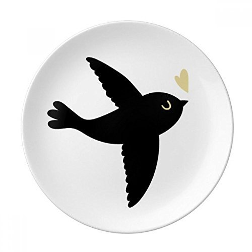 DIYthinker Amoureux des Oiseaux Coeur Citation Style Dessert Assiette en Porcelaine décorative 8 Pouces dîner Accueil Diamètre de 8 Pouces Multicolore