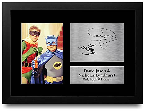 HWC Trading FR David Jason and Nicholas Lyndhurst Gift Signed FRAMED A4 Printed Autograph Only Fools and Horses Gifts Del Boy Rodney Trotter Print Photo Picture Display