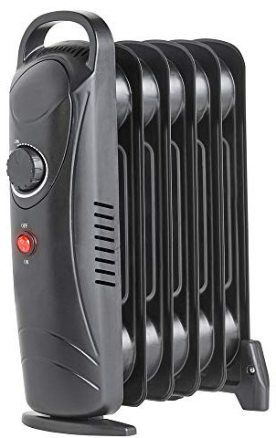 NRG Mini Oil Filled Radiators 6 Fin Electric Heater Adjustable Termostat 800W Black