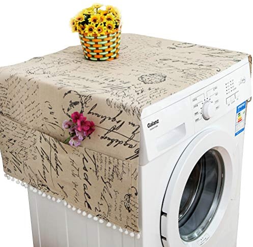Macabolo Waterproof Refrigerator Covers, Fridge Dust-Proof Cover Washing Machine Top Cover with Storage Pockets