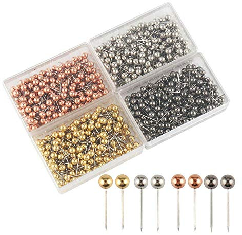 Supertool HA6949 Pinnnadeln Supertool Karten-Reißzwecken, 0,3 cm, runder Kopf, mit Edelstahlspitze für Weltkarte und Korktafel, 800 Stück