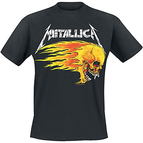 Metallica Flaming Skull Tour Tee Männer T-Shirt schwarz 5XL 100% Baumwolle Band-Merch, Bands