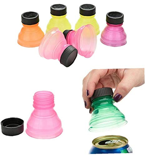 6pcs/set Reusable Snap on Pop Can Bottle Caps Beer Water Dispenser Lid Protector Caps Cover Soda Saver Cap for Cool Coke Drink Lids Random Color