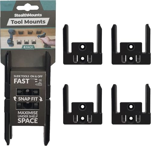 StealthMounts Tool Mounts for Makita 18v LXT Tools (Black) - 4 Pack