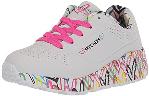 Skechers Uno Lite Lovely Luv, Scarpe Da Ginnastica Bambine e ragazze, Bianca White Synthetic H Pink Trim, 39.5 EU