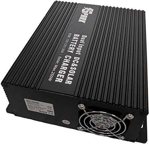SPARK 30A 12V DC to 12V DC advanced automatic multi stage battery to battery charger with 20A MPPT solar input for Lead Acid and Lithium batteries