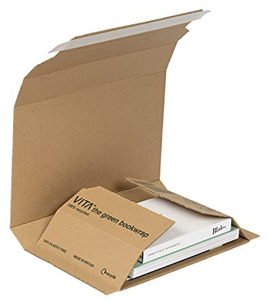 Blake Vita Plastic-Free Recycled Kraft Cardboard Book Wrap 217 x 155 x 52 mm (BWM02) - Pack of 25,Brown