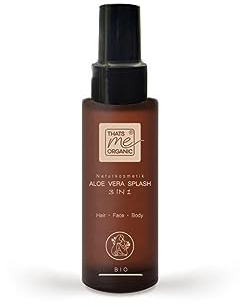 Thats me organic Bio Aloe Vera Splash 3 in 1 für Haare, Gesicht & Körper 100 ml – Naturkosmetik mit 72% Aloe – Soforthilfe bei Sonnenbrand, Haarausfall & Neurodermitis – Vegane Kosmetik