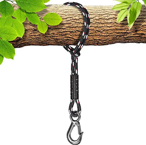BeneLabel Corda per altalena per albero, capacità di 2000 libbre, cinghia per appendere l'amaca per appendere l'albero, gancio resistente, capacità 199.6 kg, per interni ed esterni, 1 pezzo, nero