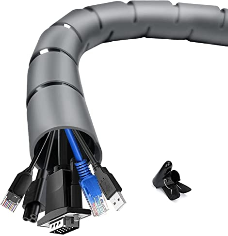 shinfly 2 x 5m Kabelschlauch Selbstschließend, Durchmesser 22mm/28mm Flexibel Kabelkanal mit 1 Drahtführungsclip, Kabelschutz Kabelmanagement für TV Computer