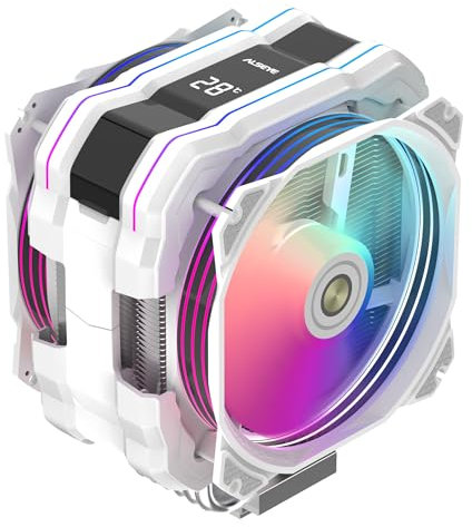 ALSEYE M120D Plus CPU-Kühler, CPU-Luftkühler mit Temperaturanzeige kommt mit Dual ARGB PWM 120 mm Lüftern, unterstützt Intel LGA 1700/1200/115X /2011/2066/1366 und AMD AM4, weiß