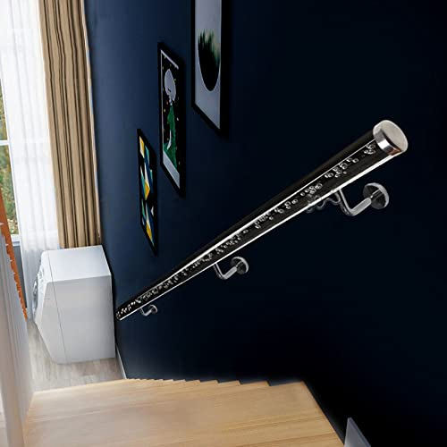 Handlauf Treppe Geländer Treppengeländer Innen Transparent Acryl Treppengeländer Endkappe aus silbernem Metall - Innen/Außen/Stufen/Garten, Ergonomisch Lang Anti-Rutsch Haltegriff 1 m/ 2 m/ 3 m/ 4