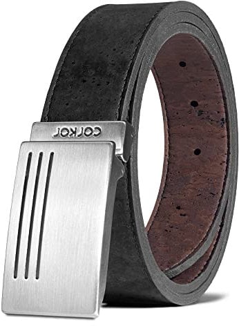 Corkor Wendbarer veganer Gürtel aus Kork für Herren, Schwarz, Braun, Schwarz/Braun, M