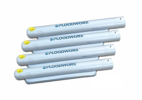 (4x) Hochwasserschutz Schlauch 122x23x15 cm – Floodworx Wasserbarriere gegen Starkregen & Überschwemmung | Alternative zu Sandsäcken | Wiederverwendbar, stapelbar, flexibel einsetzbar