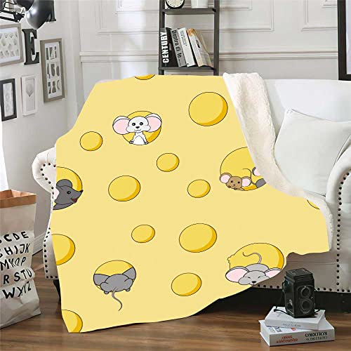 Kuscheldecke Gelb Grau Decke Flanell Lammwolle Fleecedecke Doppelseitiges Design Fleecedecke Flauschig Decken Blanket Sofadecke Pflegeleicht Felldecke Wolldecken für Couch 150x180cm