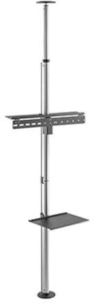 Link LKBR61 Asta Supporto TV Pavimento-Soffitto per Monitor 37-70 – Compatibile VESA 200x200, 400x400 – Supporto Fino a 35 kg – Orientabile 360° – Estensione Fino a 2.70 m – Con Ripiano – Nero