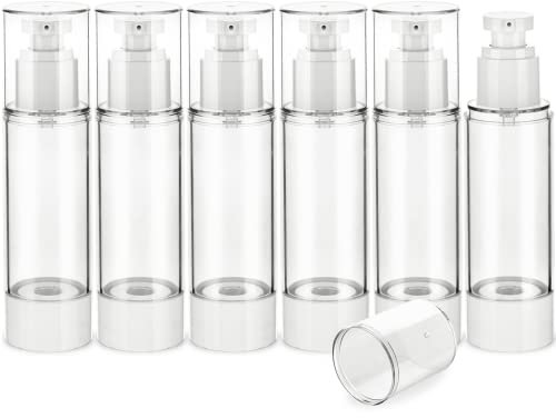 IFDGCTK 2.7OZ/80ML Clear Airless Pump Bottles, Lotion Dispenser Travel with Pump, Vacuum Plastic Travel Size Lotion Bottle for Foundation, Creams, Cosmetic(6 Pack)