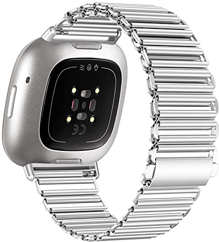 YASPARK Kompatibel mit Fitbit Versa 4 Armband/Fitbit Versa 3 Armband/Fitbit Sense Armband, Edelstahl Metall Ersatzband Armband für Fitbit Versa 4, Fitbit Versa 3, Fitbit Sense 2, Fitbit Sense 1