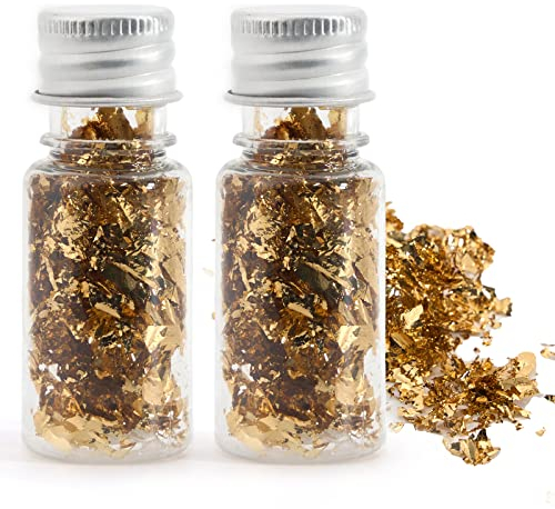 Lifeant 2 Essbare Blattgoldblätter Multifunktions Goldfolie Dekorfolienpapier, Gold