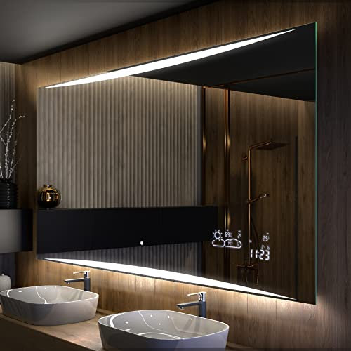 A ARTFORMA Moderne Miroir avec LED Illumination Salle de Bain avec Accessoires - sur Mesure - 100x80 - LED Lumineux Miroir avec Éclairage intégré L78