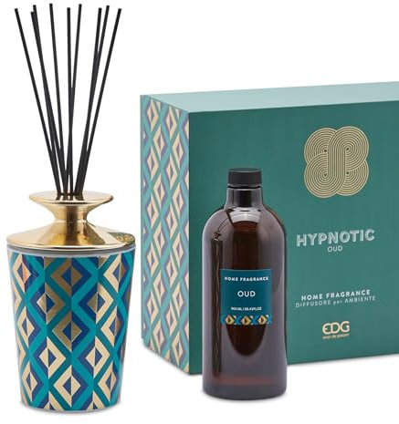 Edg Enzo de Gasperi Raumduft mit Sticks, glänzender Keramikflakon Hypnotic Midnight Garden 900ml 4 Varianten Oud