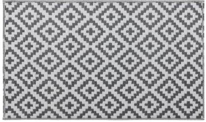 simpa Geometric Outdoor Plastic Waterproof Reversible UV Resistant Rugs - Grey/White 150 x 240cm. Suitable for Gardens, Patios, Camping, Beach & Picnics.