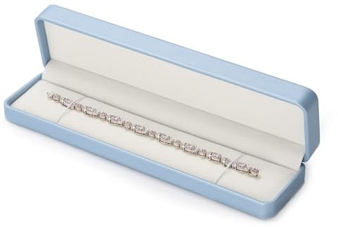 Oirlv Elegant Blue Necklace Box Long Chain Storage Case with Velvet Lining PU Leather Neckalce Gift Box for Special Occasions