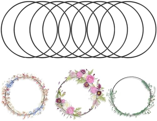 Metallringe zum Basteln, 8 Stück Metallring 20cm Makramee Ringe zum Aufhängen Ringe für Hochzeits-Tischschmuck DIY Weihnachten Handwerk und Traumfänger Schwarz