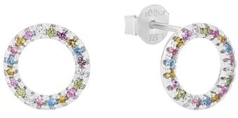 s.Oliver Ohrstecker 925 Sterling Silber Damen Ohrschmuck, mit Zirkonia synth., 1 cm, Silber, Kommt in Schmuck Geschenk Box, 2037841