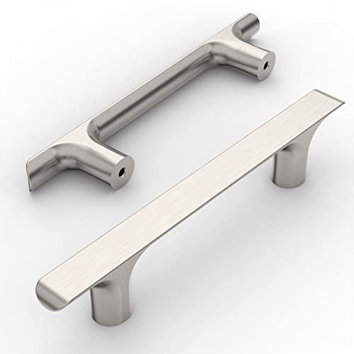 Amerdeco 10 Stück Möbelgriffe Gebürsteter Nickel, 96mm Lochabstand, Zinklegierung Schubladengriffe & Schrankgriffe für Küchenschränke & Kleiderschränke UK0060