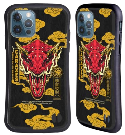 Head Case Designs Offizielle House of The Dragon: Television Series Karaxe Jahr des Drachen Hybride Handyhülle Hülle Huelle kompatibel mit Apple iPhone 12 / iPhone 12 Pro