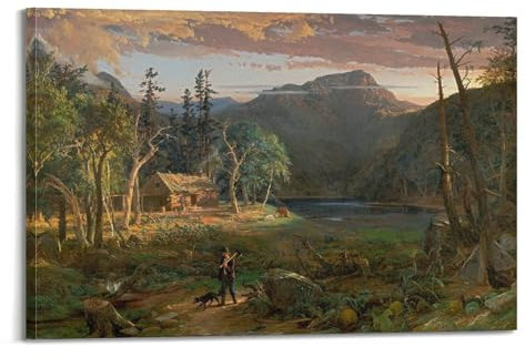 Jasper Francis Cropsey, The Backwoods of America, Kunstdrucke, Vintage-Kunst, Leinwand-Wandkunst, berühmter Kunstdruck, Poster, dekorative Malerei, Leinwand, Wandposter und Kunstdruck, moderne