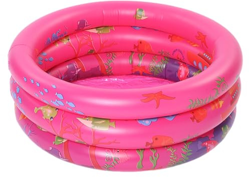 Paddling Pool for Kids, 70x25cm Inflatable Baby Pool Kids 3 Ring Swimming Pool with Soft Inflatable Floor, Small Paddling Swimming Pools for Outdoor Garden Backyard Summer Water Toy (Pink)