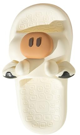 YCBMINGCAN Hausschuhe für den Sommer, Hausschuhe in Cartoon-Form für den Außenbereich, weiche, rutschfeste Badezimmer-Hausschuhe Ogg Schuhe Damen (White, 39)