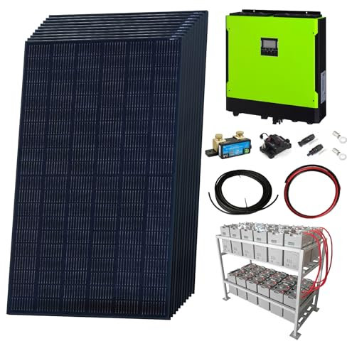 Premium 3.8kW grid-tie solar power kit with 5.5kW hybrid inverter and 24kWh battery bank