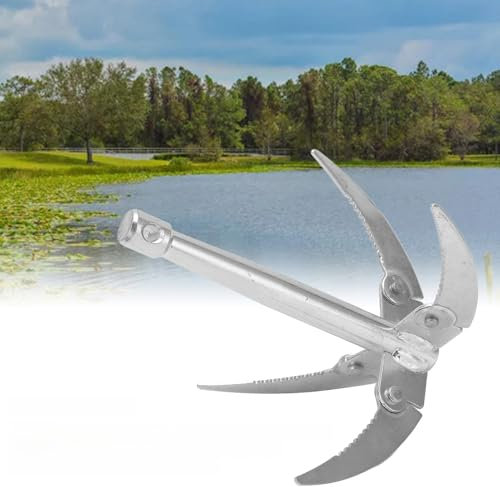 Outil D'élimination des Racines de Mauvaises Herbes, Rasoir Pliable à 4 Griffes avec Corde de 10 M, Coupe-herbe Aquatique, Faucille D'ancrage, Coupe-herbe, Plantes pour la Pêche,