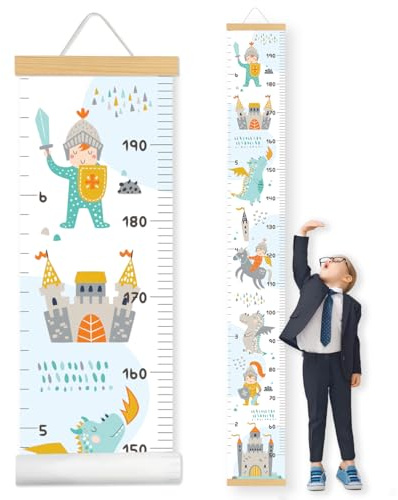 Messlatte Kinder-Wachstum Messlatte-Höhenlineal zum Aufhängen-Jungendzimmer Dekoration und Geschenke mit Junge (Hellblau)160cm x 20cm