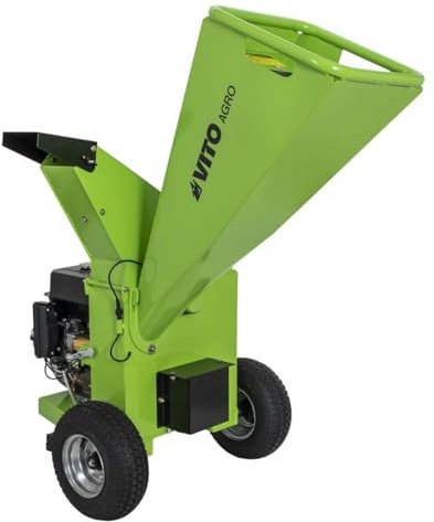 VITO - Broyeur de végétaux Thermique 7CV Coupe Branches Ø 70mm 2 Lames Moteur 4T 208Cm3 Roues gonflées Déplacement avec Poignées de déplacement