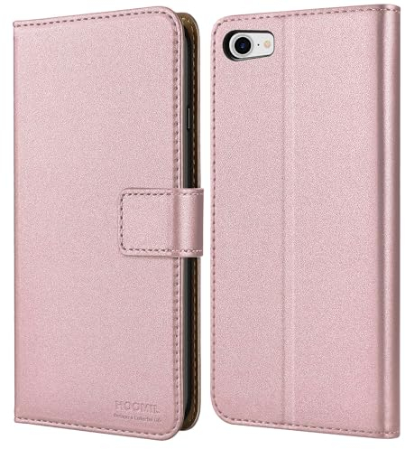 HOOMIL MagFlip Handyhülle für iPhone 8 Hülle, iPhone 7 Hülle, iPhone SE 2022 Hülle und iPhone SE 2020 Hülle, Premium Leder Tasche Klappbar Case Schutzhülle - Roségold