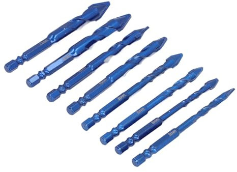 Foret Hélicoïdal Excentrique Haute Résistance 8 Pièces, Jeu de Forets Excentriques 6-12MM pour Bois/carrelage/métal/verre/plastique, Tige Hexagonale de 1/4 Pouces