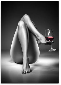 CHAOJIART Sexy Frau Akt Poster und Drucke Weinglas Cuadros Leinwand Malerei Wandkunst Bild für Wohnzimmer Moderne Wohnkultur 60x80cm Rahmenlos