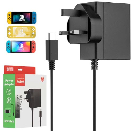 BENSN 39W for Nintendo Switch Charger Compatible with Nintendo Switch/Switch OLED/Switch Lite/Switch Dock and Switch Pro Controller, 15V/2.6A Fast Charging AC Power Adapter Support TV Mode