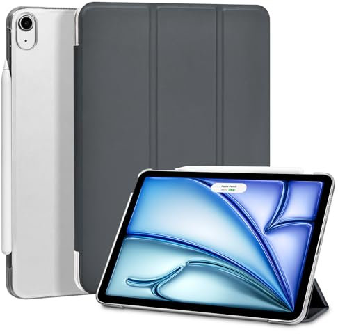 4UBonLife Funda para iPad Air 11 Pulgadas M3/M2 (2025/2024), iPad Air 5.ª/4.ª Generación 10,9 Pulgadas 2022/2020, Carcasa Protectora Rígida Delgada Ligera Trasera Translúcido Cubierta, Gris Espacial