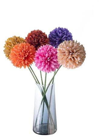 Woodside Home Living Artificial Chrysanthemum Ball Flowers - Multi Coloured Set of 6