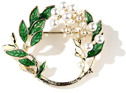 fdsmall Broche muguet, broche pour femme, broche lys pour femme avec fausses perles, broche fleur tendance, broche fleur préférée de la reine, taille unique, Métal, Agate