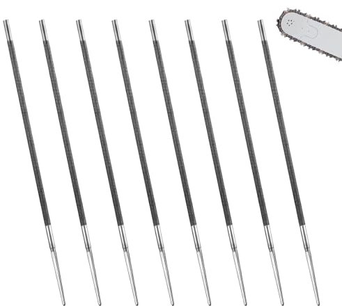 Lot de 8 limes pour tronçonneuse - Limes rondes - 4,8 mm - Limes d'affûtage pour tronçonneuse - Pour affûtage manuel des chaînes de tronçonneuse
