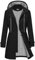 CMTOP Veste Imperméable Femme Longue Coupe Vent Parka Mi Saison Vêtements d'Extérieur Printemps Automne Manteau Cordon de Serrage Trench Légère et Pliable Veste de Pluie avec Capuche (Noir, XXL)