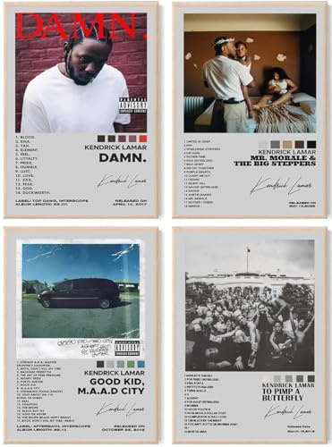 FDSFE Kendrick Lamar Albumcover-Poster, signiert, limitierte Poster, Rapper-Musik, Kendrick-Poster für ästhetische Zimmer, Dekoration, ungerahmt, 20 x 30 cm, 4 Stück
