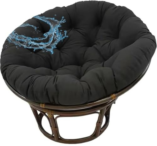 Polster Für Papasansessel Wasserdicht Rundes Auflage, Ersatzpolster Papasan,Bodenkissen Gepolstert Sitzkissen Hängesessel Für Korbsessel Outdoor Gartenmöbel Sitzauflage(Schwarz,170cmx170cm)