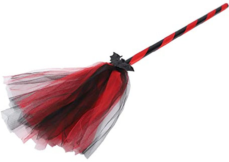 TOYANDONA Escoba De Halloween Luces De Colores De Murciélago De Malla De Simulación Decoración De Fiesta para Cosplay Diseño De Escoba para Escenario De Fantasía
